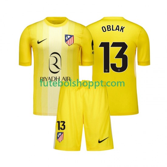 Camisola Júnior Atlético Madrid Jan Oblak 13 Guarda-redes Principais Equipamento 2025-2026 Manga Curta