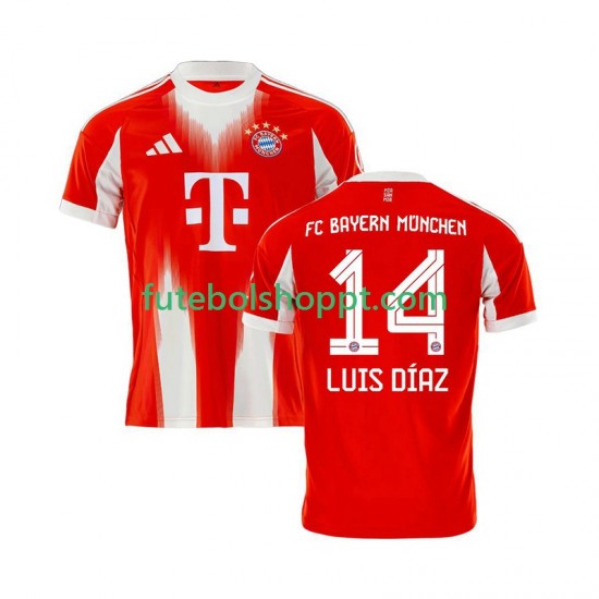 Camisola Homem Bayern de Munique Luis Diaz 14 Principais Equipamento 2025-2026 Manga Curta