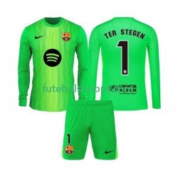 Camisola Júnior FC Barcelona Ter Stegen 1 Guarda-redes Principais Equipamento 2025-2026 Manga Comprida