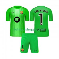 Camisola Júnior FC Barcelona Ter Stegen 1 Guarda-redes Principais Equipamento 2025-2026 Manga Curta