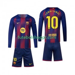 Camisola Júnior FC Barcelona Lamine Yamal 10 Principais Equipamento 2025-2026 Manga Comprida
