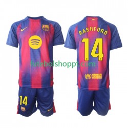 Camisola Júnior FC Barcelona Marcus Rashford 14 Principais Equipamento 2025-2026 Manga Curta
