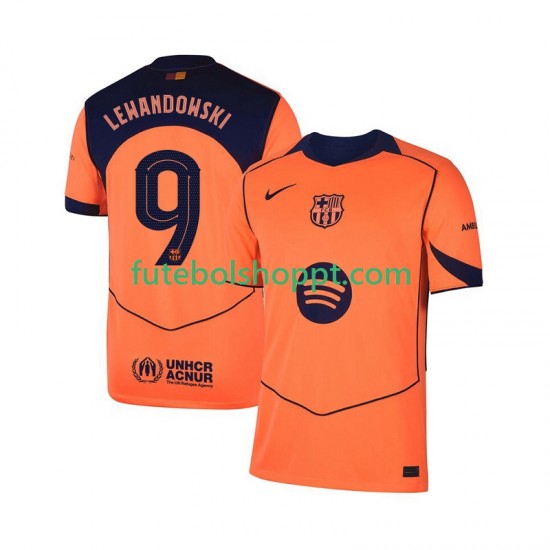 Camisola Homem FC Barcelona Robert Lewandowski 9 UCL Terceiro Equipamento 2025-2026 Manga Curta