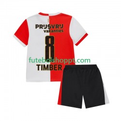 Camisola Júnior Feyenoord Rotterdam Quinten Timber 8 Principais Equipamento 2025-2026 Manga Curta