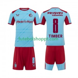 Camisola Júnior Feyenoord Rotterdam Quinten Timber 8 Terceiro Equipamento 2025-2026 Manga Curta