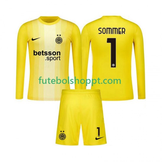 Camisola Júnior Inter de Milão Yann Sommer 1 Guarda-redes Alternativa Equipamento 2025-2026 Manga Comprida