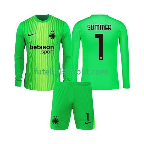 Camisola Júnior Inter de Milão Yann Sommer 1 Guarda-redes Terceiro Equipamento 2025-2026 Manga Comprida