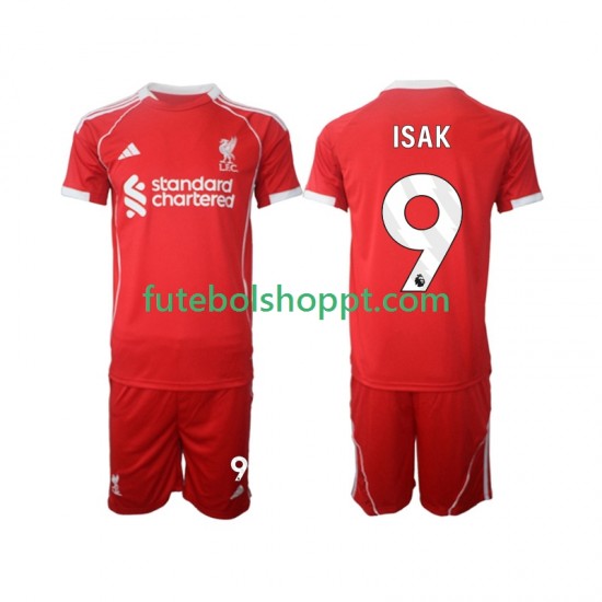 Camisola Júnior Liverpool ISAK 9 Principais Equipamento 2025-2026 Manga Curta