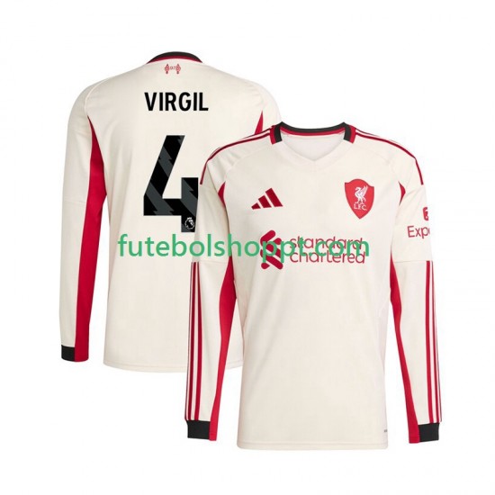 Camisola Homem Liverpool Virgil van Dijk 4 Alternativa Equipamento 2025-2026 Manga Comprida