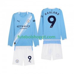 Camisola Júnior Manchester City Erling Haaland 9 Principais Equipamento 2025-2026 Manga Comprida