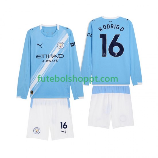 Camisola Júnior Manchester City Rodrigo Hernandez 16 Principais Equipamento 2025-2026 Manga Comprida