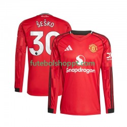 Camisola Homem Manchester United Benjamin Sesko 30 Principais Equipamento 2025-2026 Manga Comprida