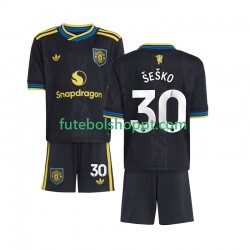 Camisola Júnior Manchester United Benjamin Sesko 30 Terceiro Equipamento 2025-2026 Manga Curta