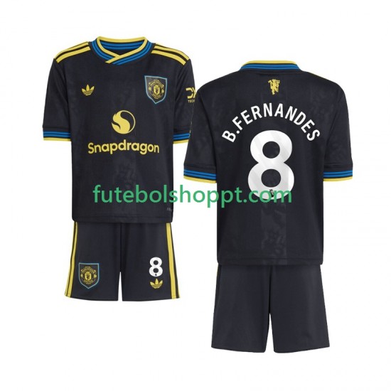 Camisola Júnior Manchester United Bruno Fernandes 8 Terceiro Equipamento 2025-2026 Manga Curta