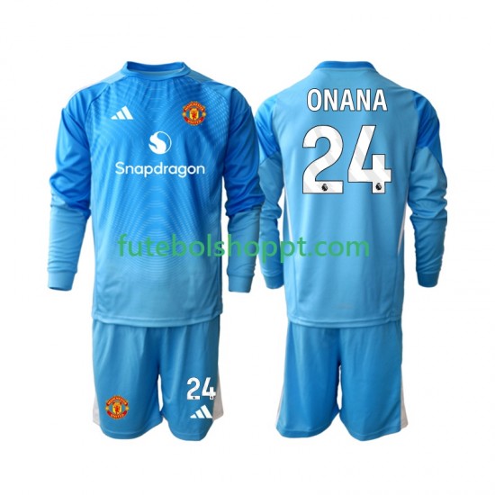 Camisola Júnior Manchester United Andre Onana 24 Guarda-redes Principais Equipamento 2025-2026 Manga Comprida