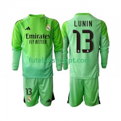 Camisola Júnior Real Madrid Andriy Lunin 13 Guarda-redes Alternativa Equipamento 2025-2026 Manga Comprida