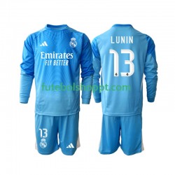 Camisola Júnior Real Madrid Andriy Lunin 13 Guarda-redes Principais Equipamento 2025-2026 Manga Comprida