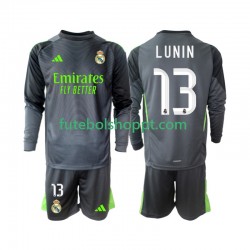 Camisola Júnior Real Madrid Andriy Lunin 13 Guarda-redes Terceiro Equipamento 2025-2026 Manga Comprida