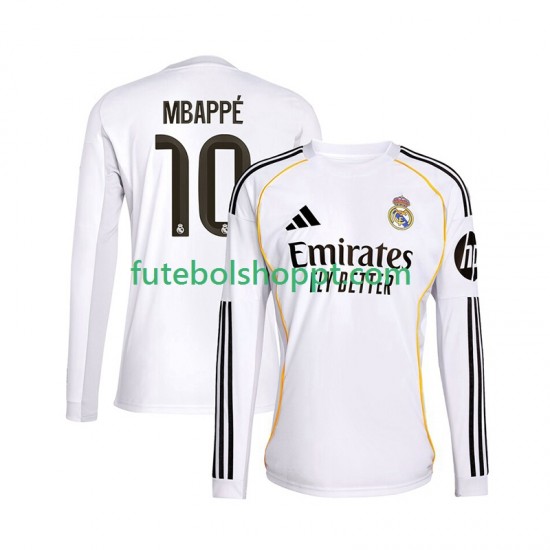 Camisola Homem Real Madrid Mbappé Kylian 10 Principais Equipamento 2025-2026 Manga Comprida