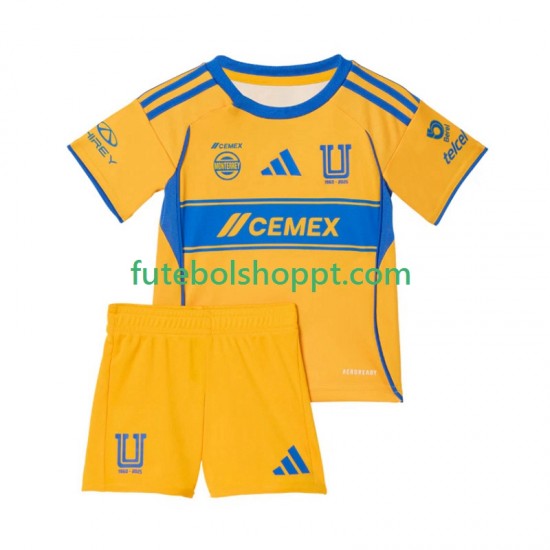 Camisola Júnior Tigres UANL Principais Equipamento 2025-2026 Manga Curta