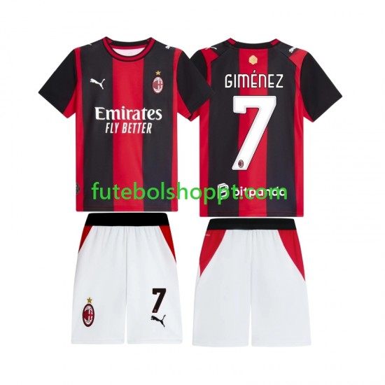 Camisola Júnior AC Milan Gimenez 7 Principais Equipamento 2026-2027 Manga Curta