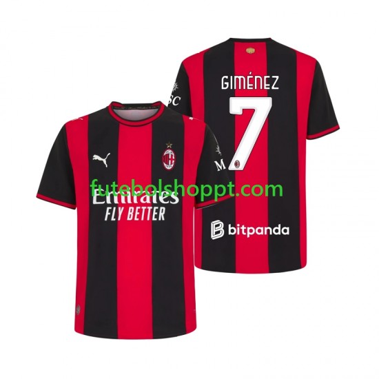 Camisola Homem AC Milan Gimenez 7 Principais Equipamento 2026-2027 Manga Curta