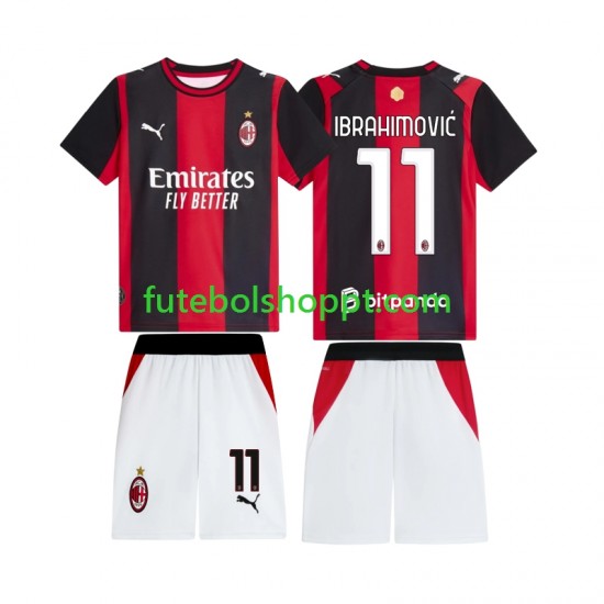 Camisola Júnior AC Milan Ibrahimović 11 Principais Equipamento 2026-2027 Manga Curta