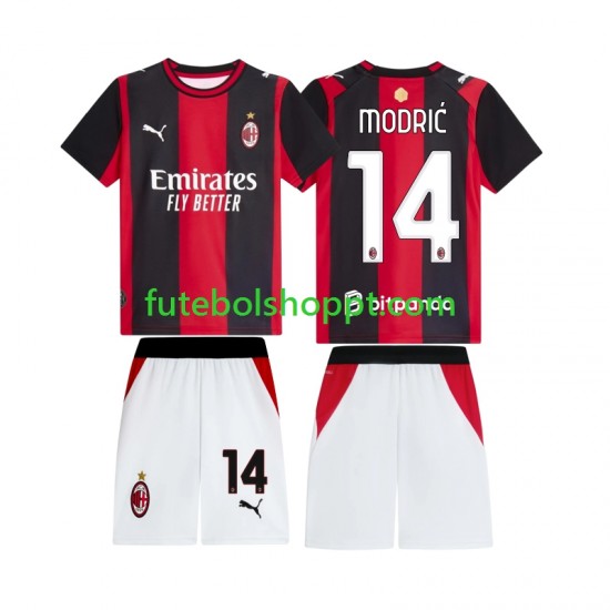 Camisola Júnior AC Milan Modrić Luka 14 Principais Equipamento 2026-2027 Manga Curta