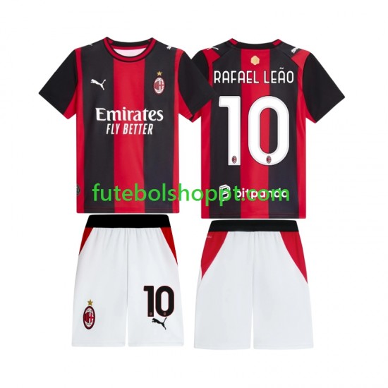 Camisola Júnior AC Milan Rafael Leao 10 Principais Equipamento 2026-2027 Manga Curta