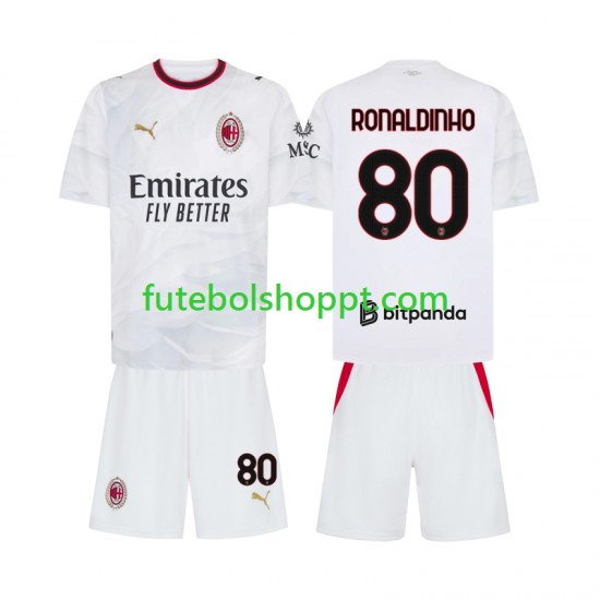 Camisola Júnior AC Milan Ronaldinho 80 Alternativa Equipamento 2026-2027 Manga Curta
