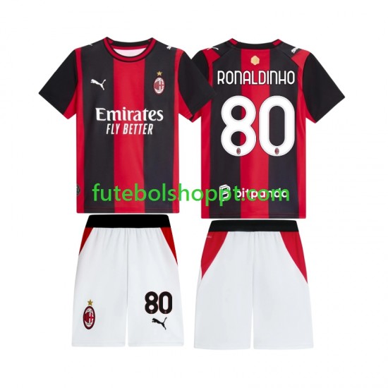 Camisola Júnior AC Milan Ronaldinho 80 Principais Equipamento 2026-2027 Manga Curta