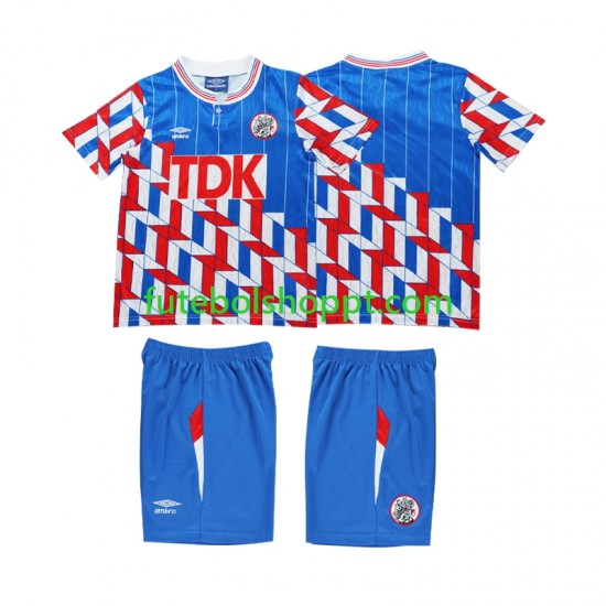 Camisola Júnior AFC Ajax 1989 Retro Alternativa Equipamento 1990 Manga Comprida