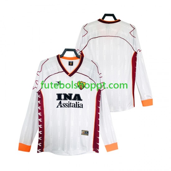 Camisola Homem AS Roma 2000 Retro Alternativa Equipamento 1999 Manga Comprida
