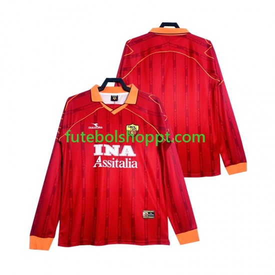 Camisola Homem AS Roma 2000 Retro Principais Equipamento 1999 Manga Comprida