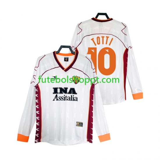 Camisola Homem AS Roma Totti 10 2000 Retro Alternativa Equipamento 1999 Manga Comprida