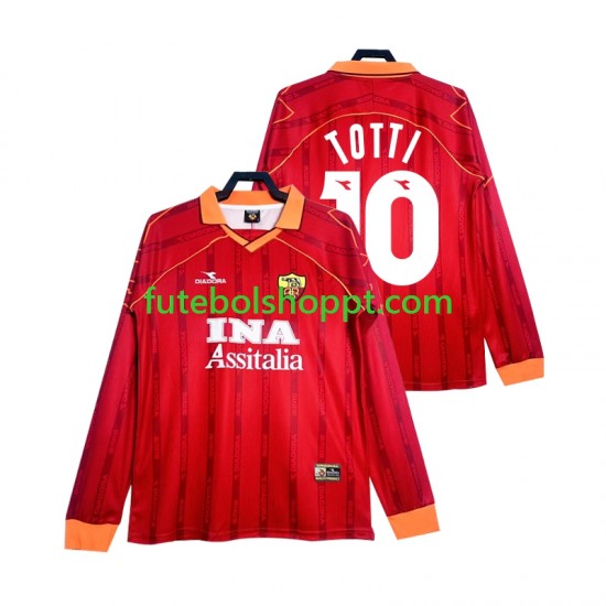 Camisola Homem AS Roma Totti 10 2000 Retro Principais Equipamento 1999 Manga Comprida