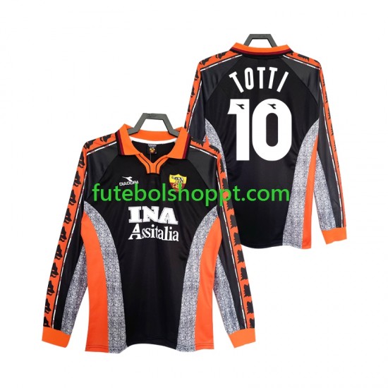 Camisola Homem AS Roma Totti 10 Retro Terceiro Equipamento 1998 1999 Manga Comprida