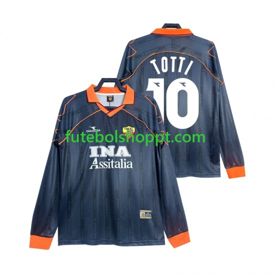 Camisola Homem AS Roma Totti 10 2000 Retro Terceiro Equipamento 1999 Manga Comprida