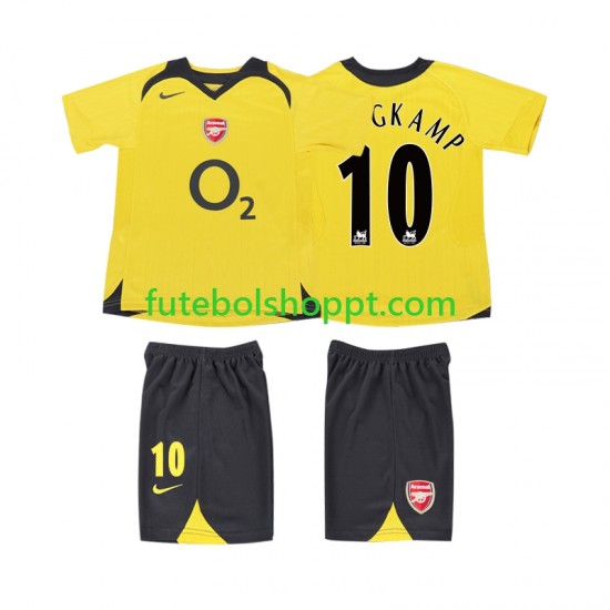 Camisola Júnior Arsenal BERGKAMP 10 2005 Retro Alternativa Equipamento 2006 Manga Curta