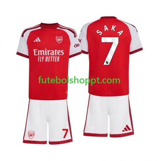 Camisola Júnior Arsenal Bukayo Saka 7 Principais Equipamento 2026-2027 Manga Curta