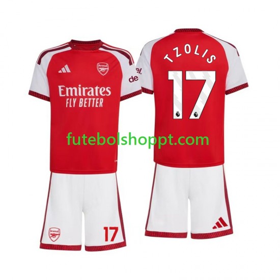 Camisola Júnior Arsenal Christos Tzolis 17 Principais Equipamento 2026-2027 Manga Curta