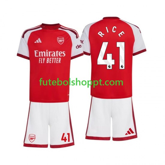 Camisola Júnior Arsenal Declan Rice 41 Principais Equipamento 2026-2027 Manga Curta