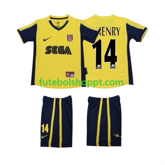 Camisola Júnior Arsenal Thierry Henry 14 2000 2001 Retro Alternativa Equipamento Manga Curta