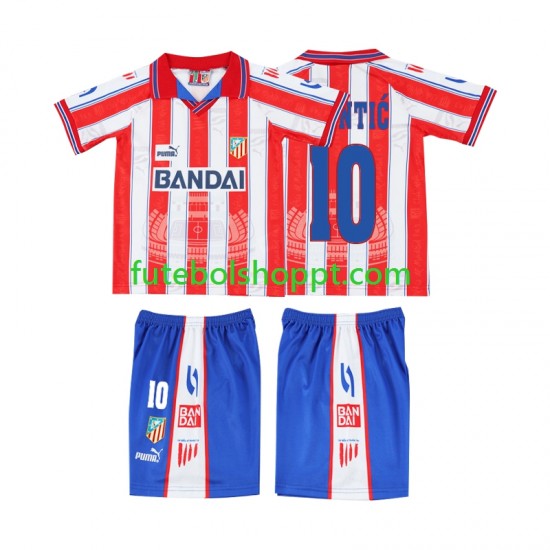 Camisola Júnior Atlético Madrid PANTIC 10 1996 1997 Retro Principais Equipamento Manga Curta
