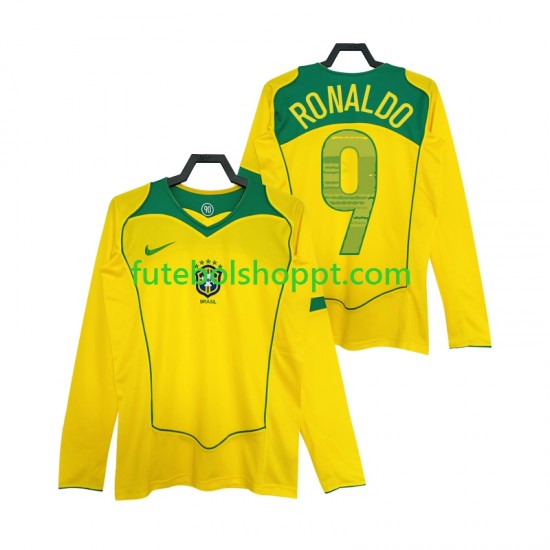 Camisola Homem Brasil RONALDO 9 Retro Principais Equipamento 2004 Manga Comprida