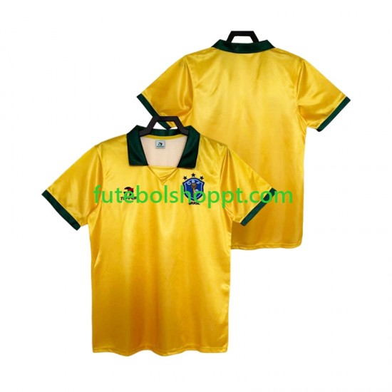 Camisola Homem Brasil 1988 Retro Principais Equipamento Manga Curta