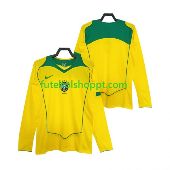 Camisola Homem Brasil Retro Principais Equipamento 2004 Manga Comprida