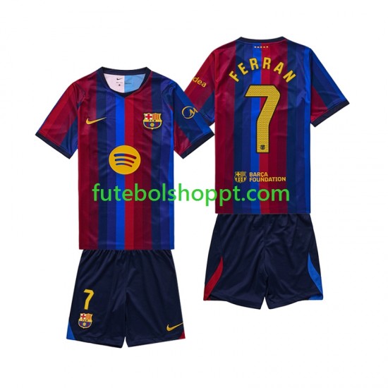 Camisola Júnior FC Barcelona Ferran Torres 7 Principais Equipamento 2026-2027 Manga Curta