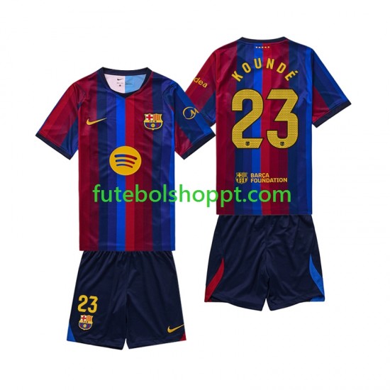 Camisola Júnior FC Barcelona Jules Kounde 23 Principais Equipamento 2026-2027 Manga Curta