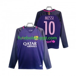 Camisola Homem FC Barcelona Lionel Messi 10 2016 2017 Retro Alternativa Equipamento Manga Comprida
